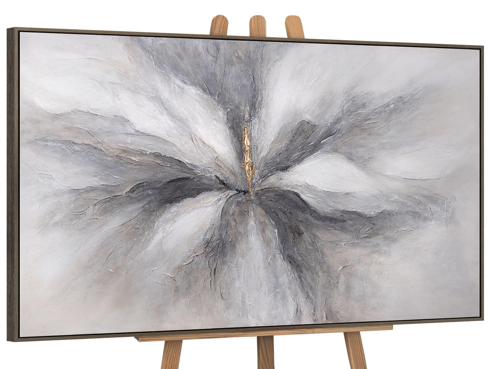 GEMÄLDE Goldener Moment Schattenfugenrahmen Grau 120x80 cm - Grau, Holz (120/80cm) - YS-art gallery