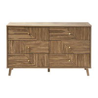 KOMMODE mit 6 Schubladen und laminierten Fronten 39/75/120 cm - Eschefarben, Holzwerkstoff (39/75/45cm) - Calicosy