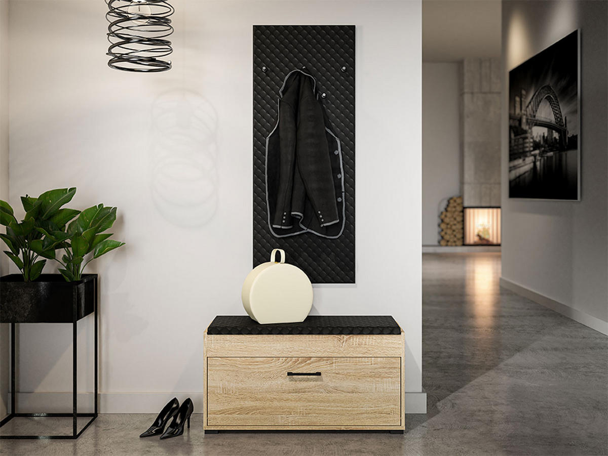 GARDEROBENSCHRANK Caro schwarz 50 / 3 / 126cm - Schwarz, Holz/Holzwerkstoff (50/126/3cm) - Feldmann-Wohnen