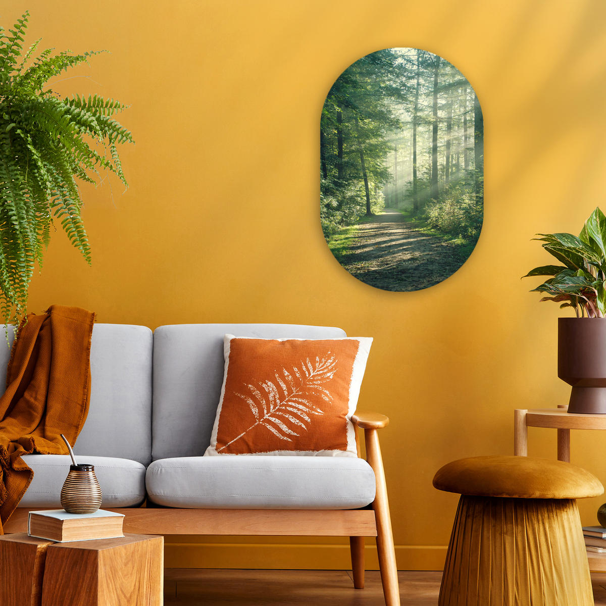 WANDBILD Wald - Weg - Sonne - Bäume - Grün - Natur 40x60 cm - Waldgrün, Kunststoff (40/60cm) - MuchoWow