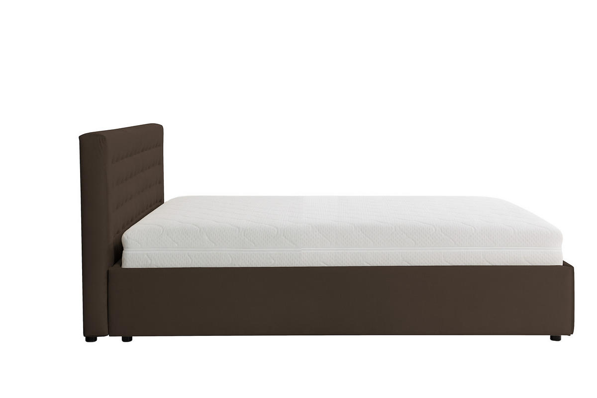 POLSTERBETT mit Bettkasten und Matratze FORTE, Braun, 160x200 cm - Braun, Textil (160/200cm) - KS Home Concept