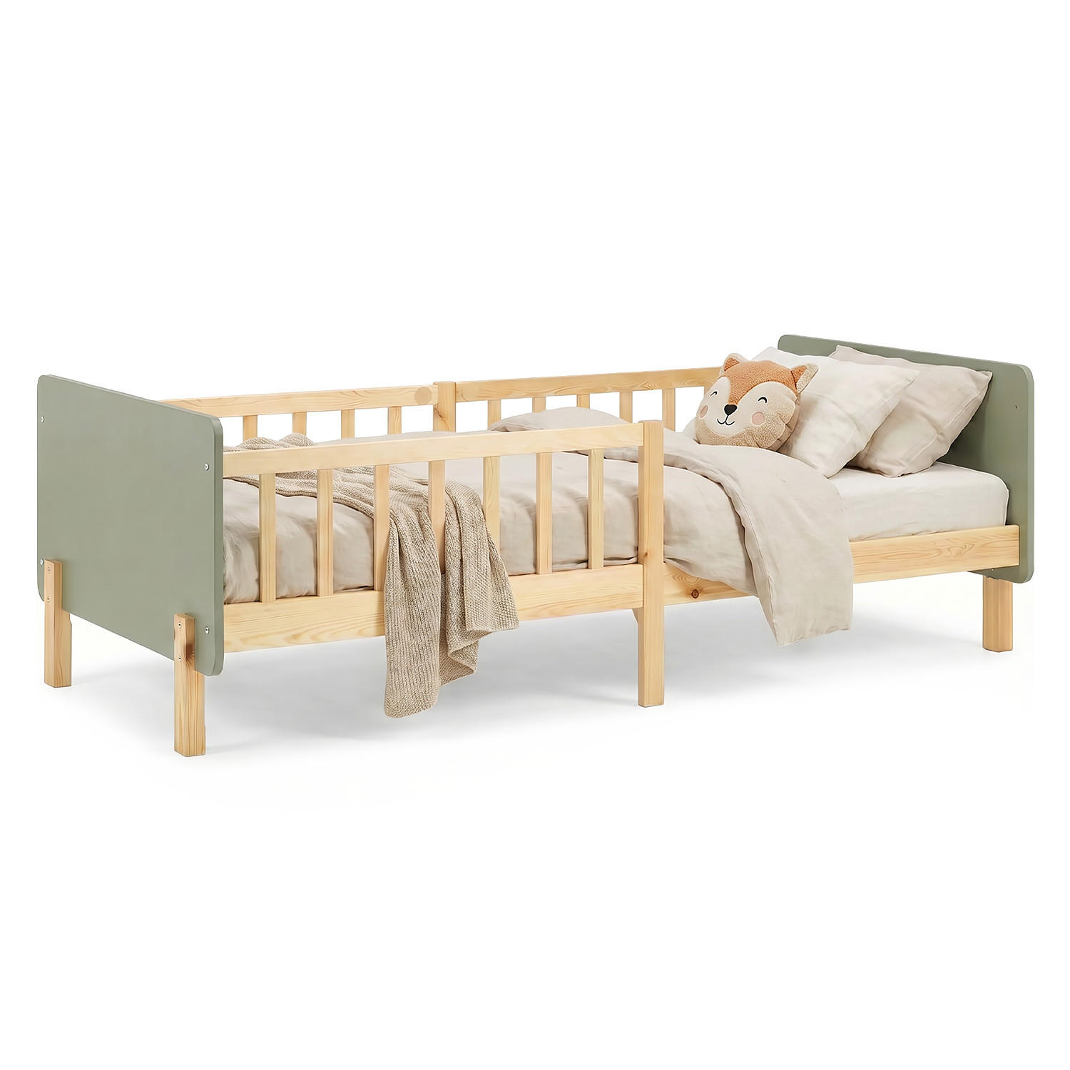 Homestyle4u KINDERBETT Grün 100cm × 208cm × 67cm