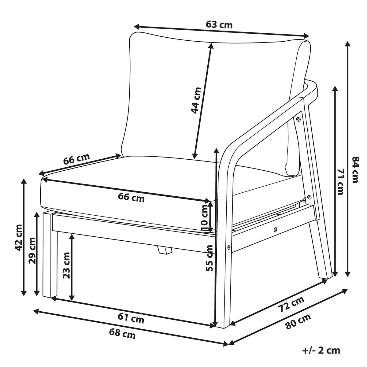 1-SITZER Garten-Eckmodul linksseitig Akazienholz Hellbraun Rivello - Hellbraun/Beige, Holz (68/84/80cm) - Beliani