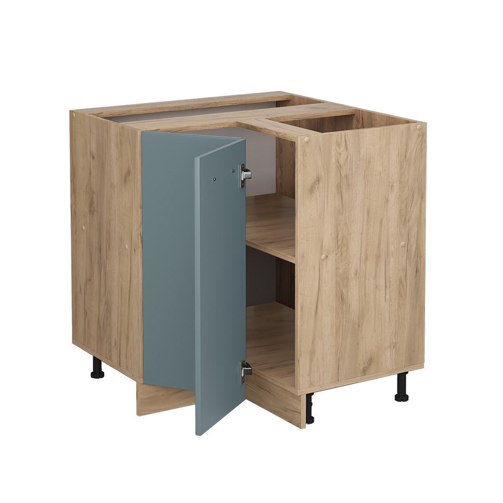 ECKUNTERSCHRANK R-Line Blau-Grau 75.6 cm ohne AP - Honigeiche/Eiche Wotan, Holzwerkstoff (75.6/81.6/46cm) - Vicco