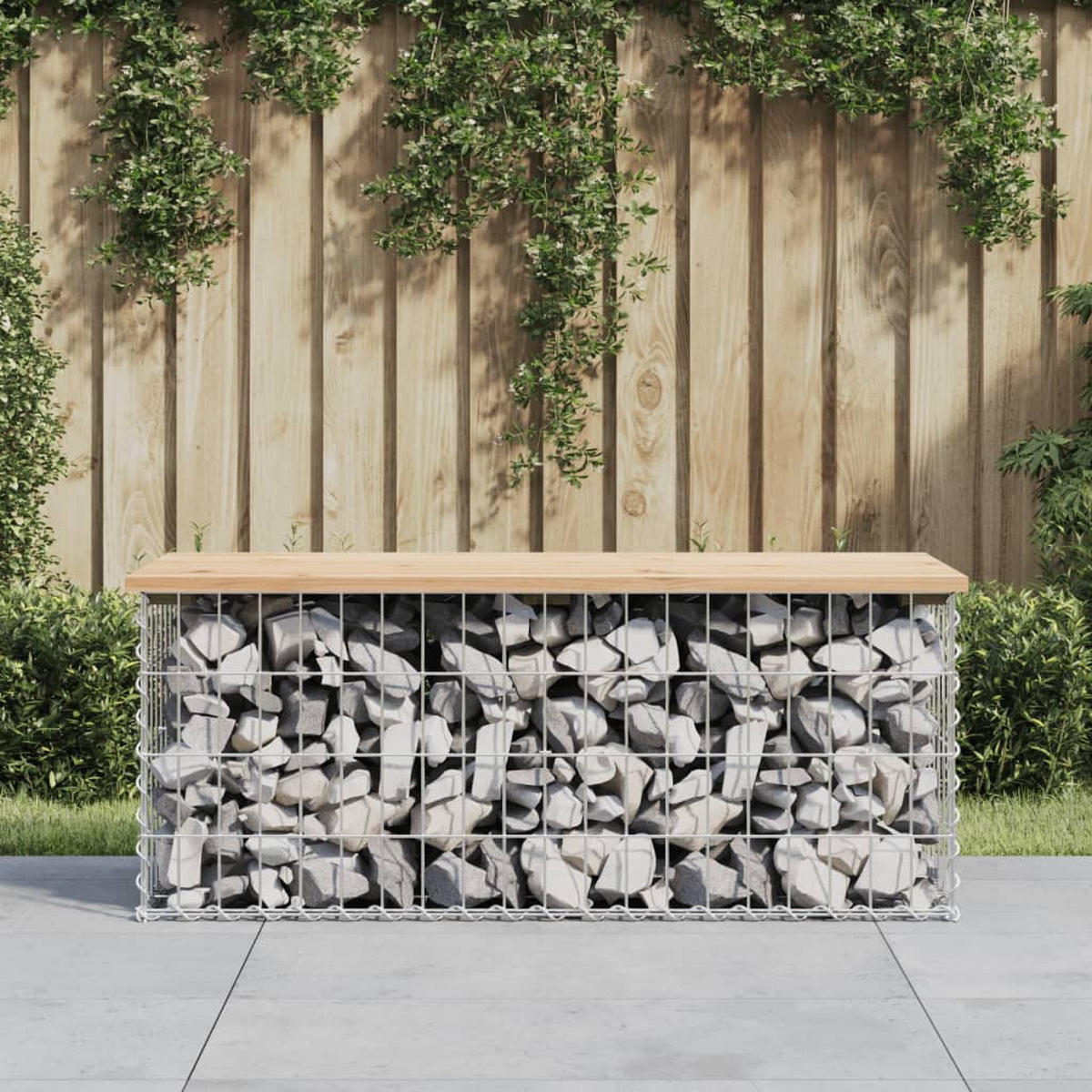 GARTENBANK aus Gabionen 103x44x42 cm Massivholz Kiefer - Braun, Holz (103/42/44cm) - furnicato