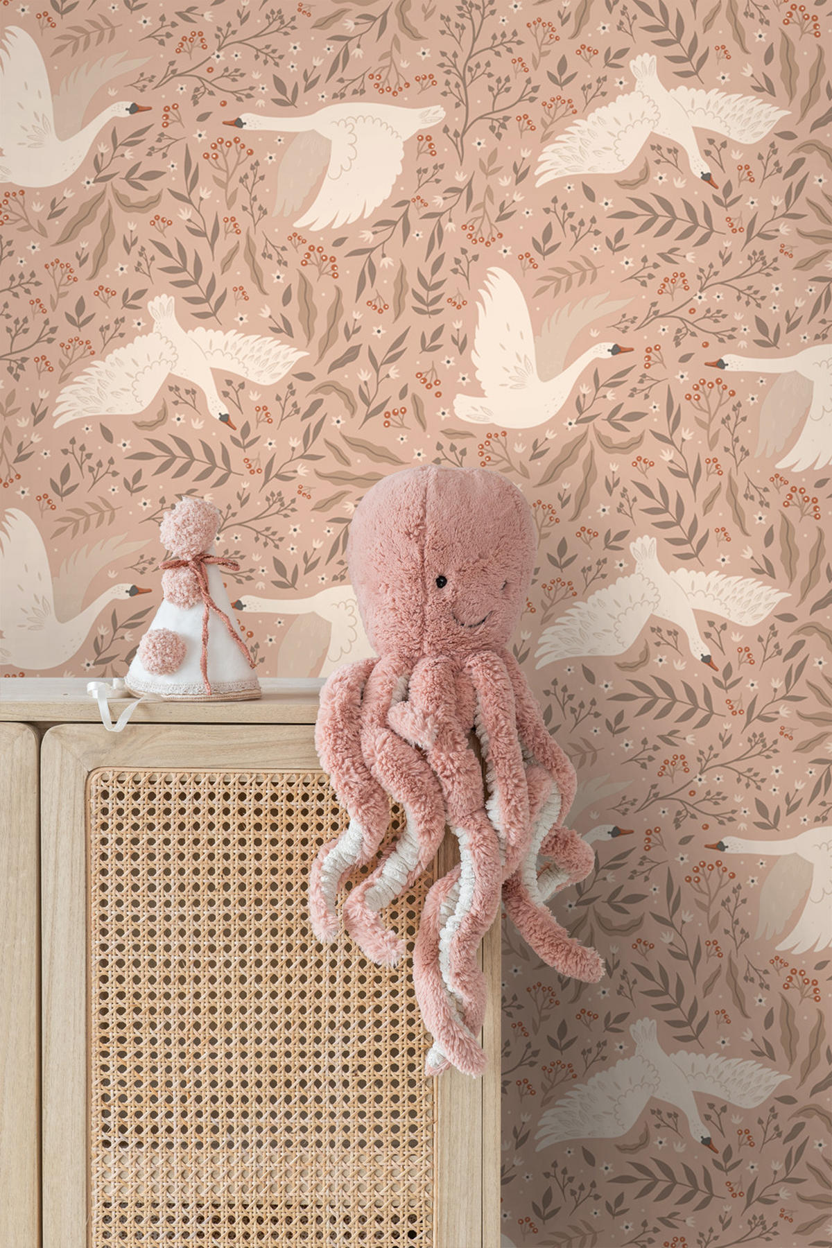 TAPETE Schwäne 53 cm x 10.05 m - Terracotta, Papier (53/0.1cm) - ESTAhome