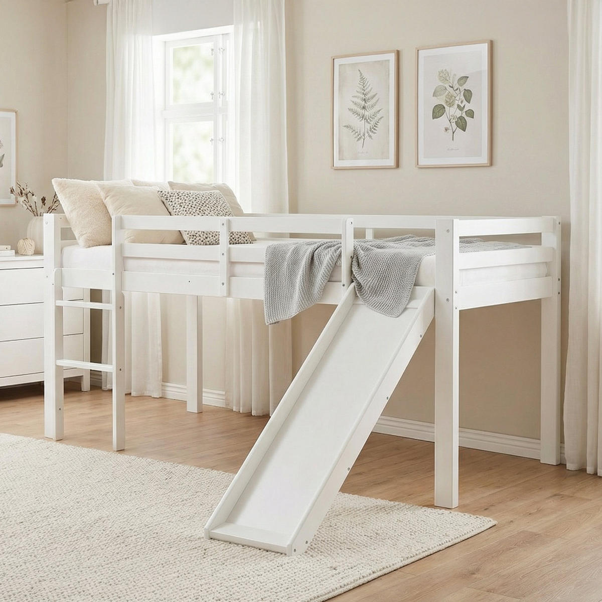 HOCHBETT 90/200 cm mit Lattenrost - Weiß, Holz (90/200cm) - Homestyle4u