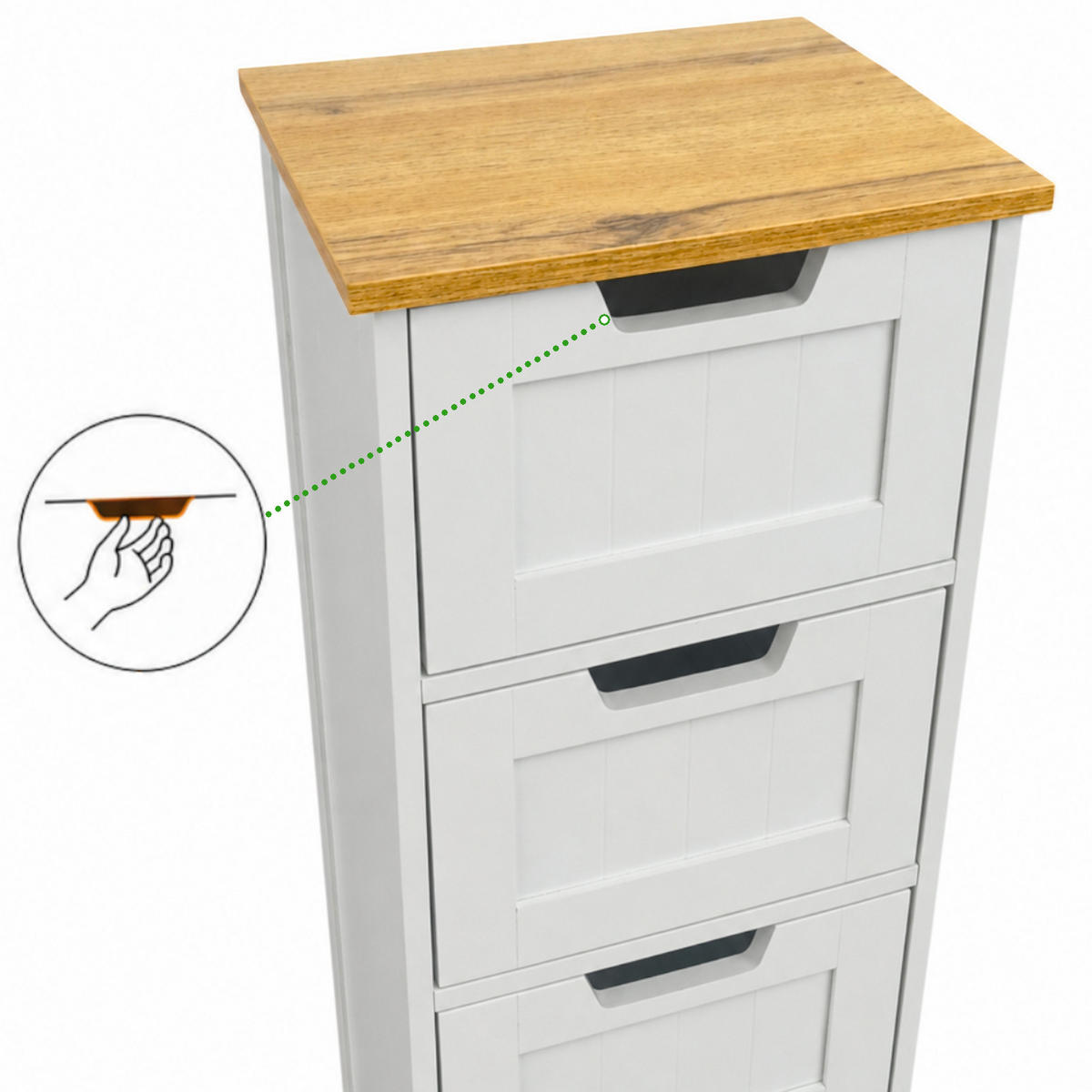BADEZIMMERSCHRANK MDF Weiß Eiche 4 Schubladen 30x30x81 cm - Eichefarben/Weiß, Holzwerkstoff (30/81/30cm) - Begryf
