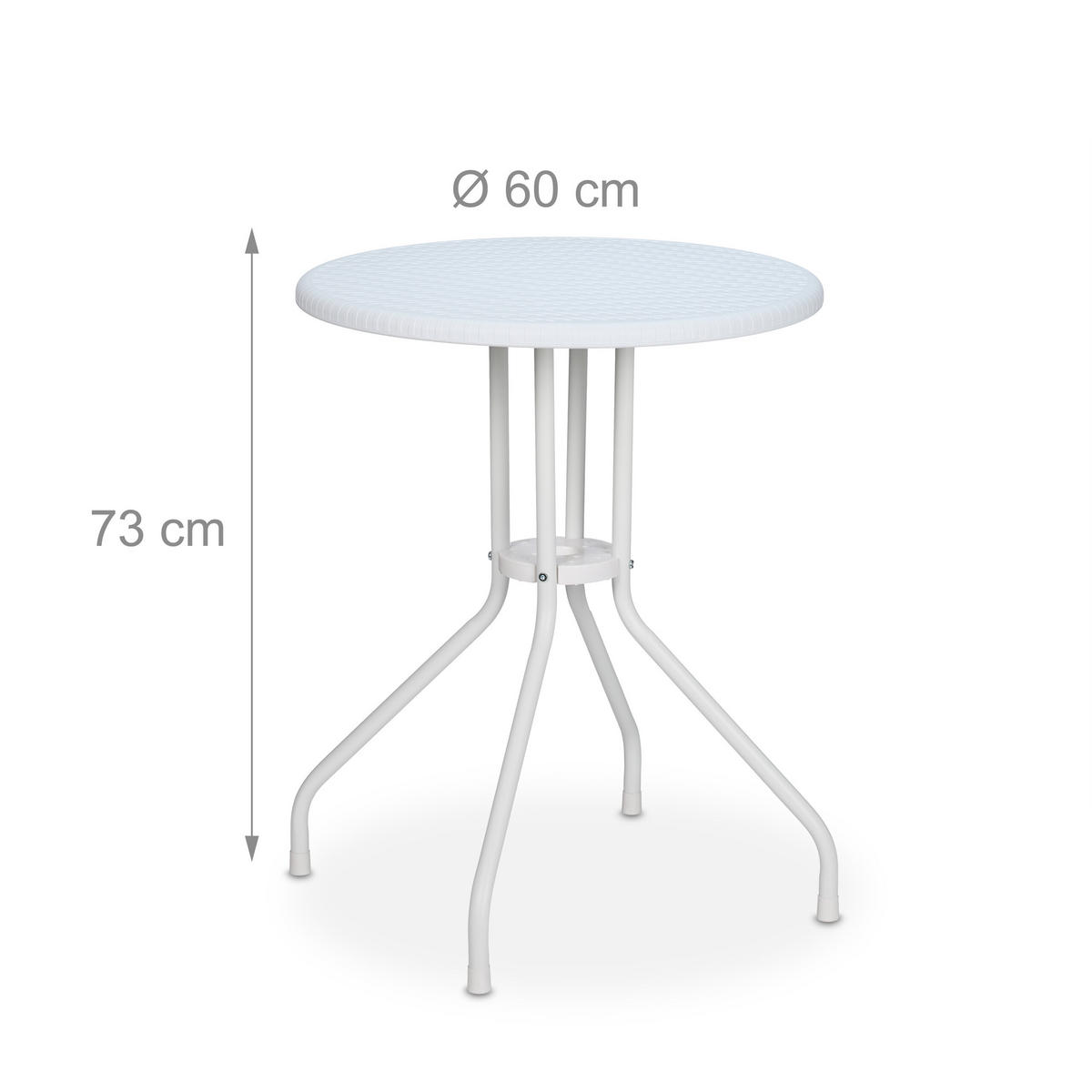 GARTENTISCH - Weiß, Kunststoff/Metall (60/60/73cm) - Relaxdays