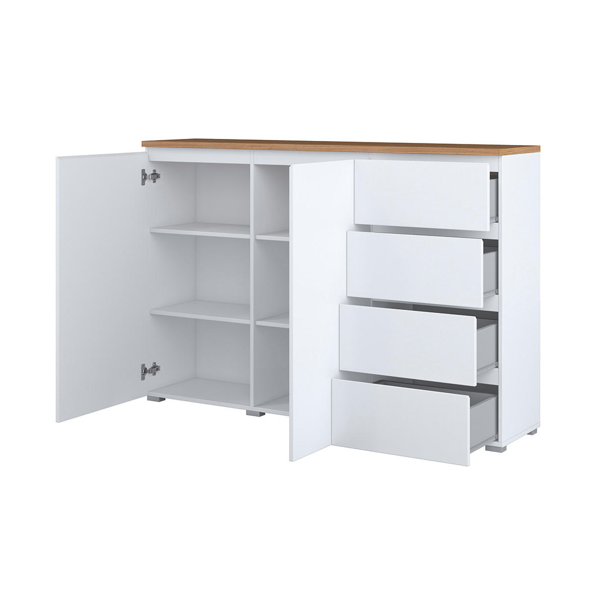 SIDEBOARD Liko Weiß und Holz - Weiß, Holzwerkstoff (150/100.4/34.5cm) - Petits-meubles