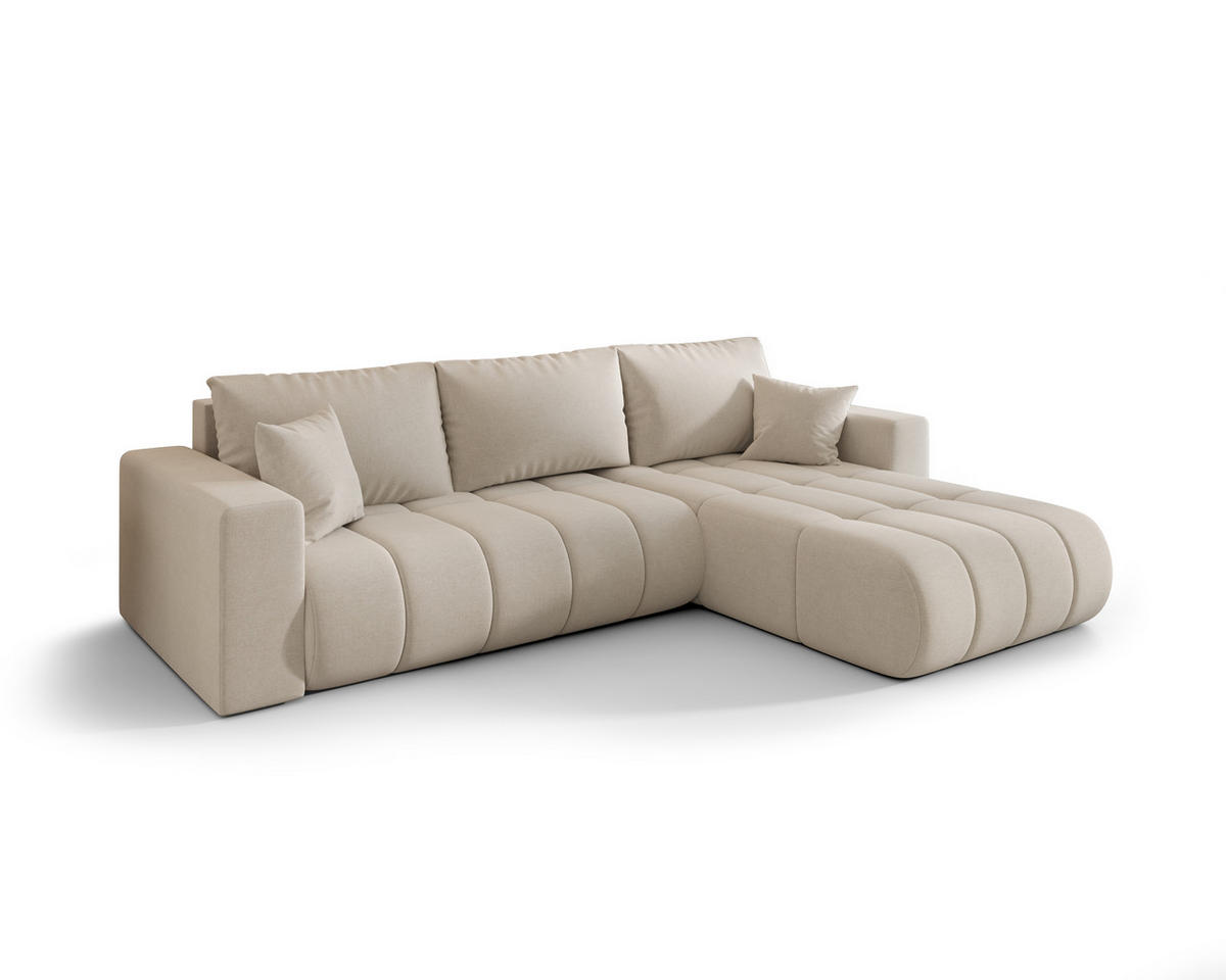 ECKSOFA ARDEN Samt BEIGE L - Rechts - Beige, Textil (280/175cm) - Luxkor24