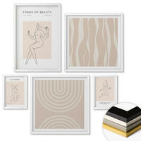 WANDBILDER 5er-Set - 50x50 cm & 20x30 cm & 40x60 cm Weißer Rahmen - Eine Sammlung minimalistischer Formen - Weiß, Kunststoff (40/60cm) - ArtPrintCave