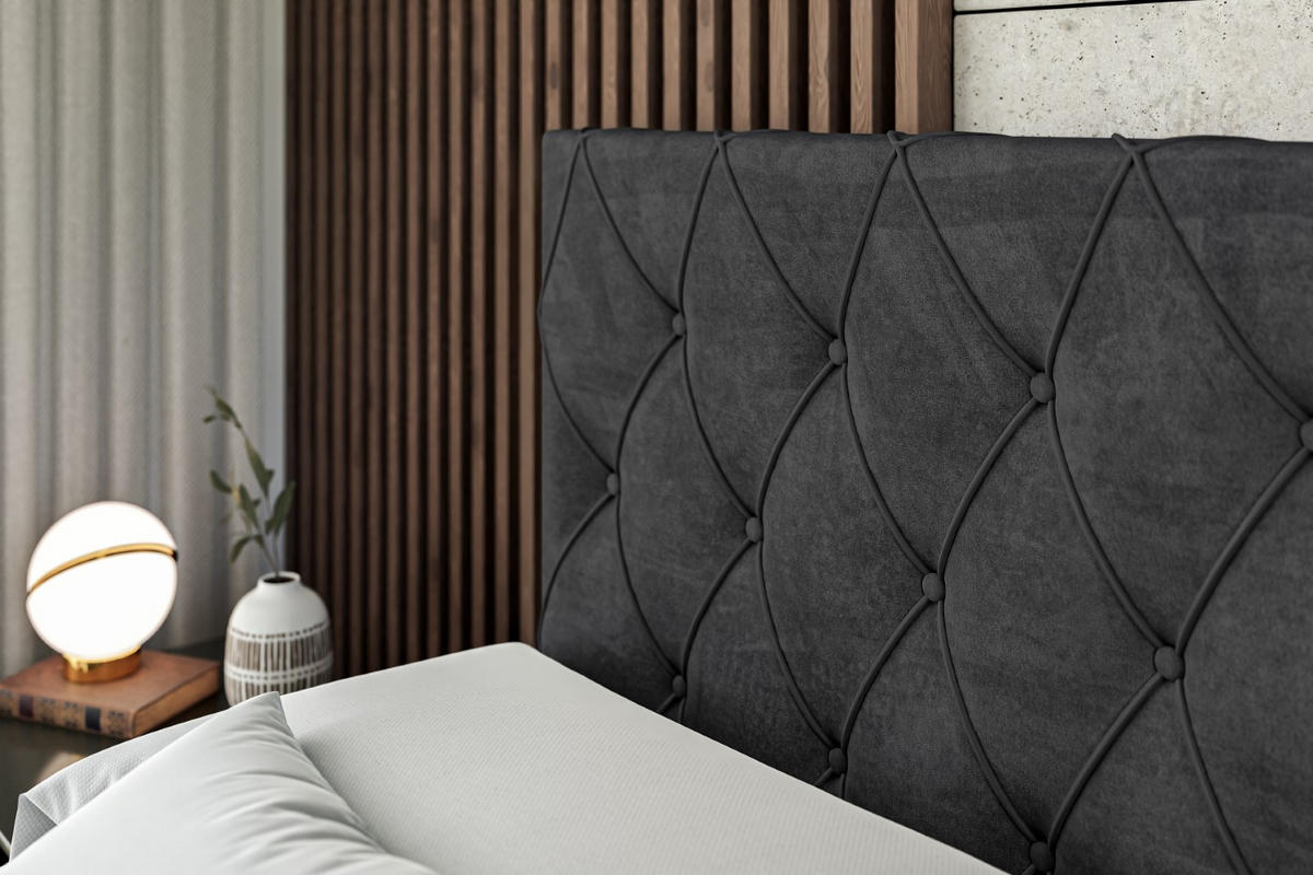 BOXSPRINGBETT AMAY-Z KING - 200x200 - H3/H4 - Schwarz - Schwarz, Holzwerkstoff (200/200cm) - ALTDECOR