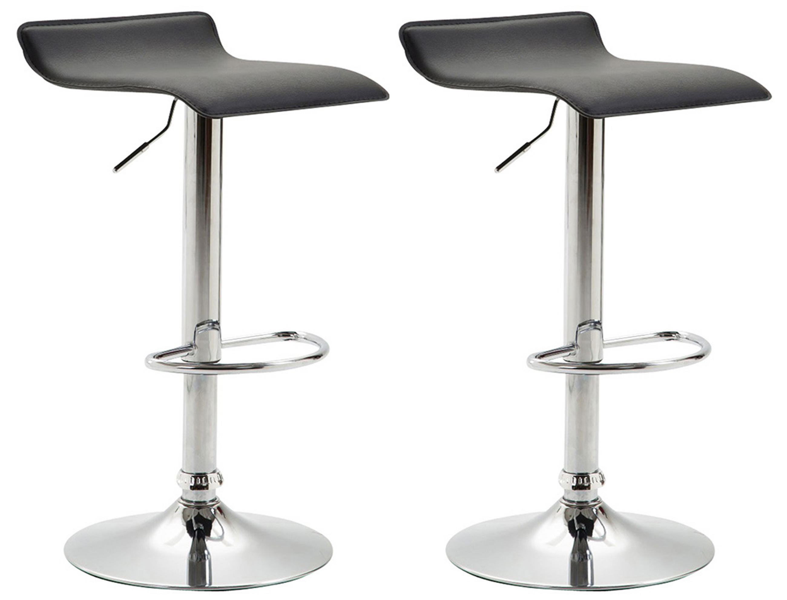 BARHOCKER 2er Set Dynasty Kunstleder chrom schwarz - Chromfarben/Schwarz, Kunststoff/Metall (36/84/39cm) - TPFLiving