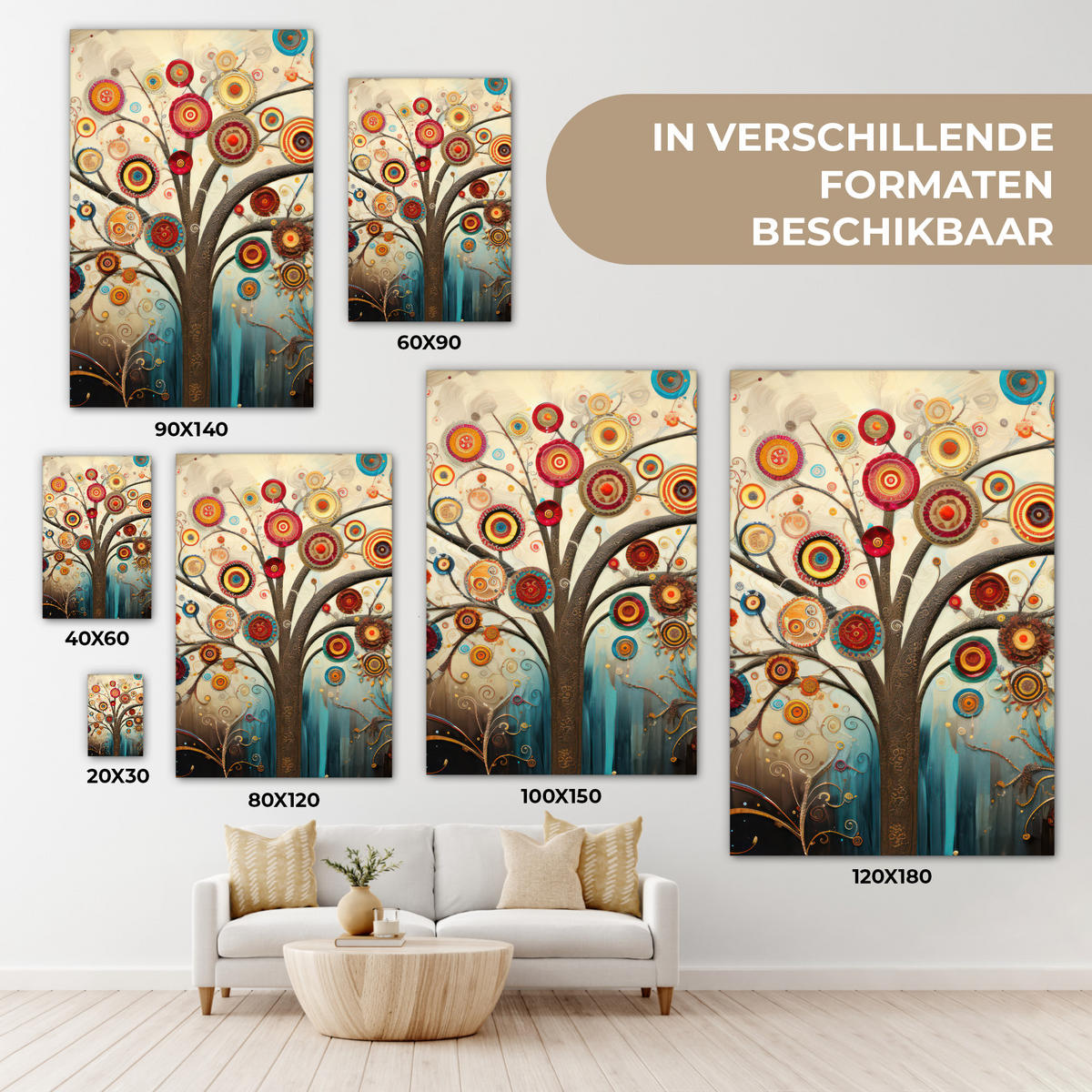 LEINWANDBILD Baum - Baum des Lebens - Farbe 60x90 cm - Braun, Textil (60/90cm) - MuchoWow