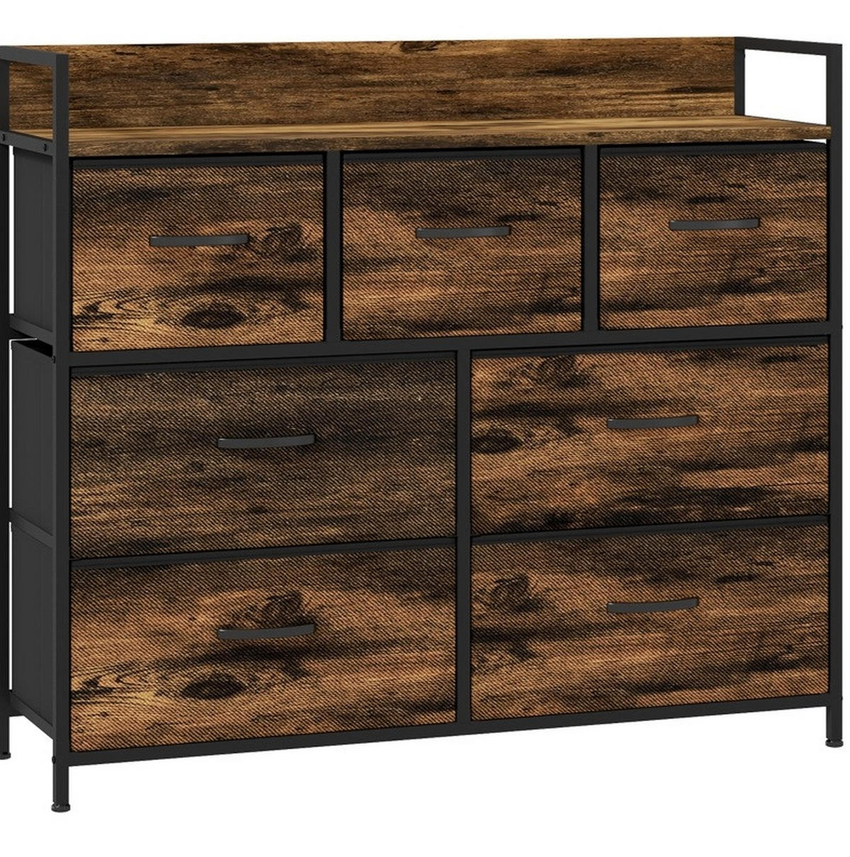 KOMMODE 98/29/85 cm in Braun mit 7 Stoffschubladen und Ablage - Braun, Holzwerkstoff (98/85/29cm) - Flora Grace