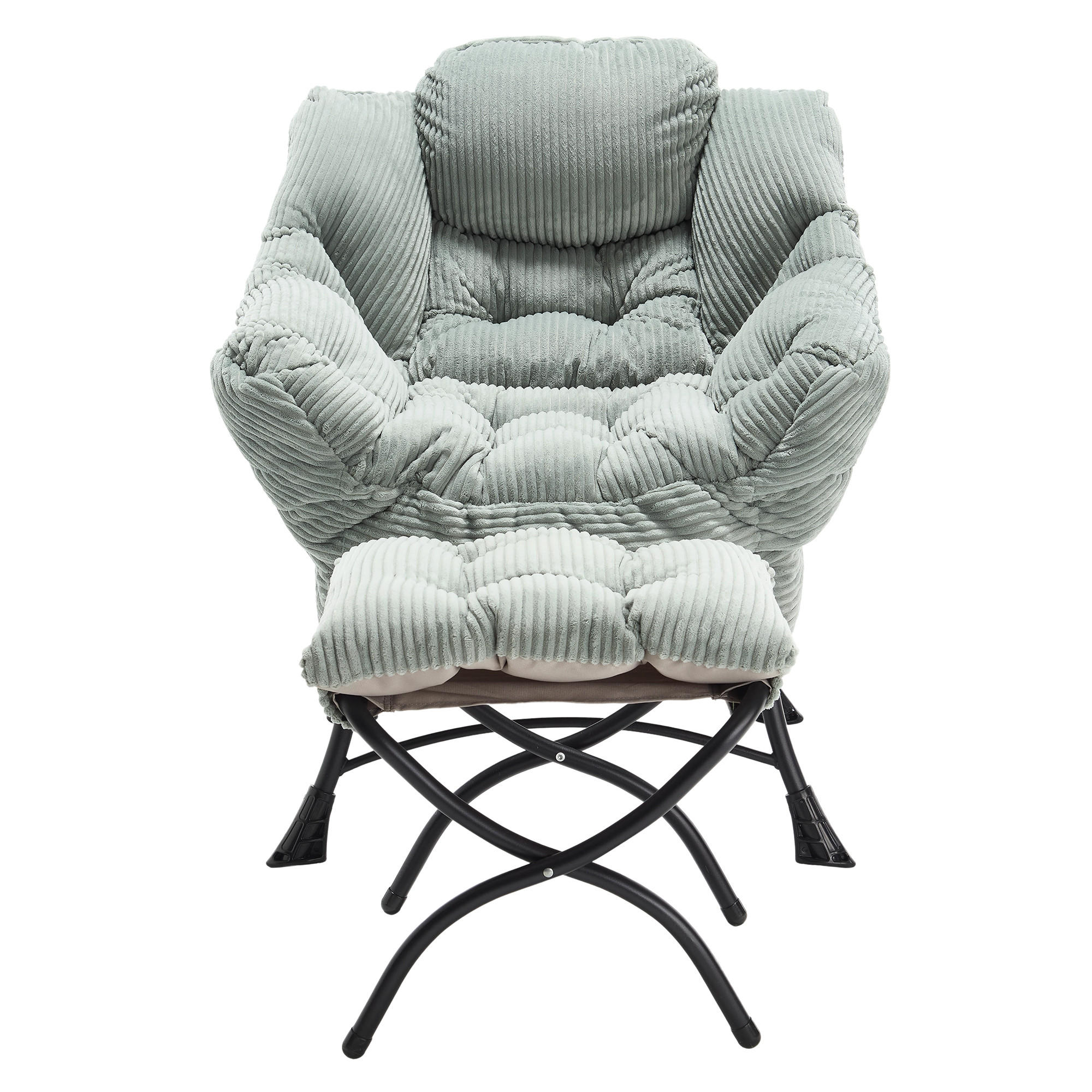 SESSEL Stoff Hellgrün mit Hocker und Seitentasche - Hellgrün, Textil/Metall (81/95/64cm) - WISHDOR