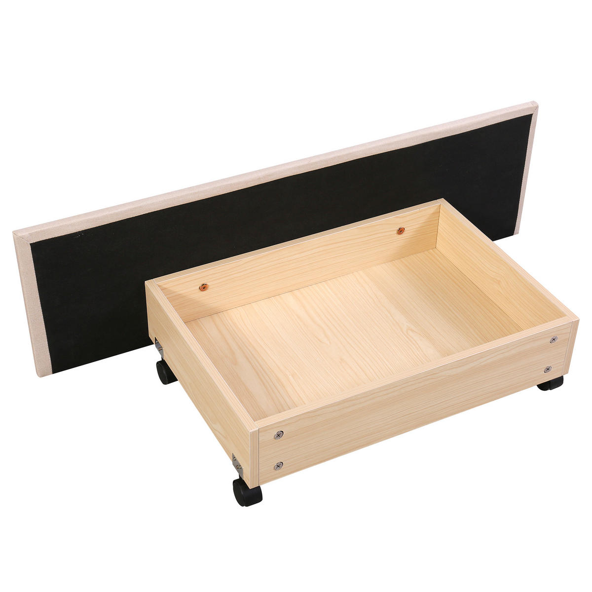 KINDERBETT 90/200 cm DE-01698, in Beige, mit LED-Leuchten und 2 Schubladen - Beige, Metall (90/200cm) - ComfortXL