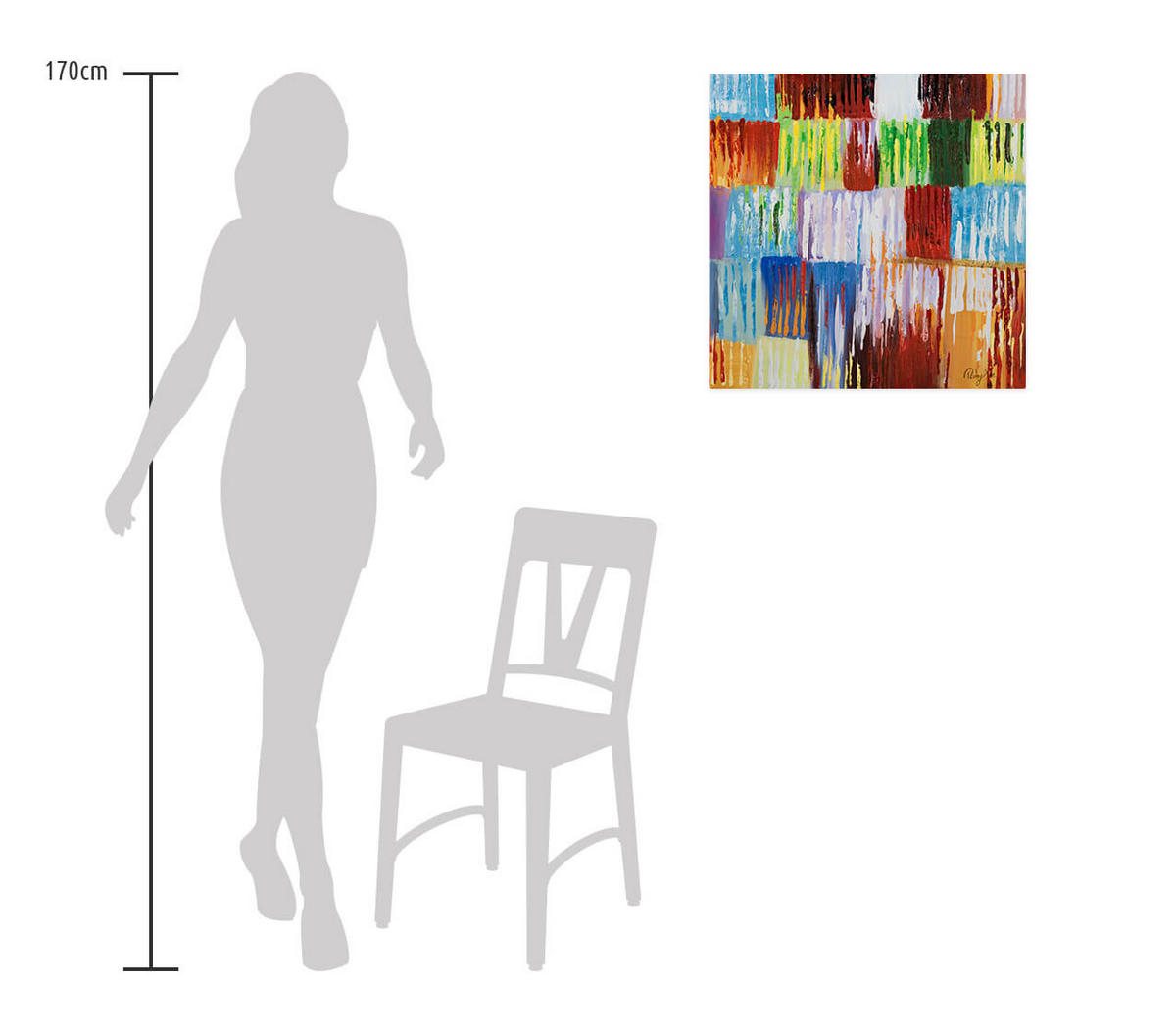 RUČNE MAĽOVANÝ AKRYLOVÝ OBRAZ 60/60 cm, viacfarebný, zvierací motív - viacfarebná, drevo/textil (60/60cm) - KUNSTLOFT
