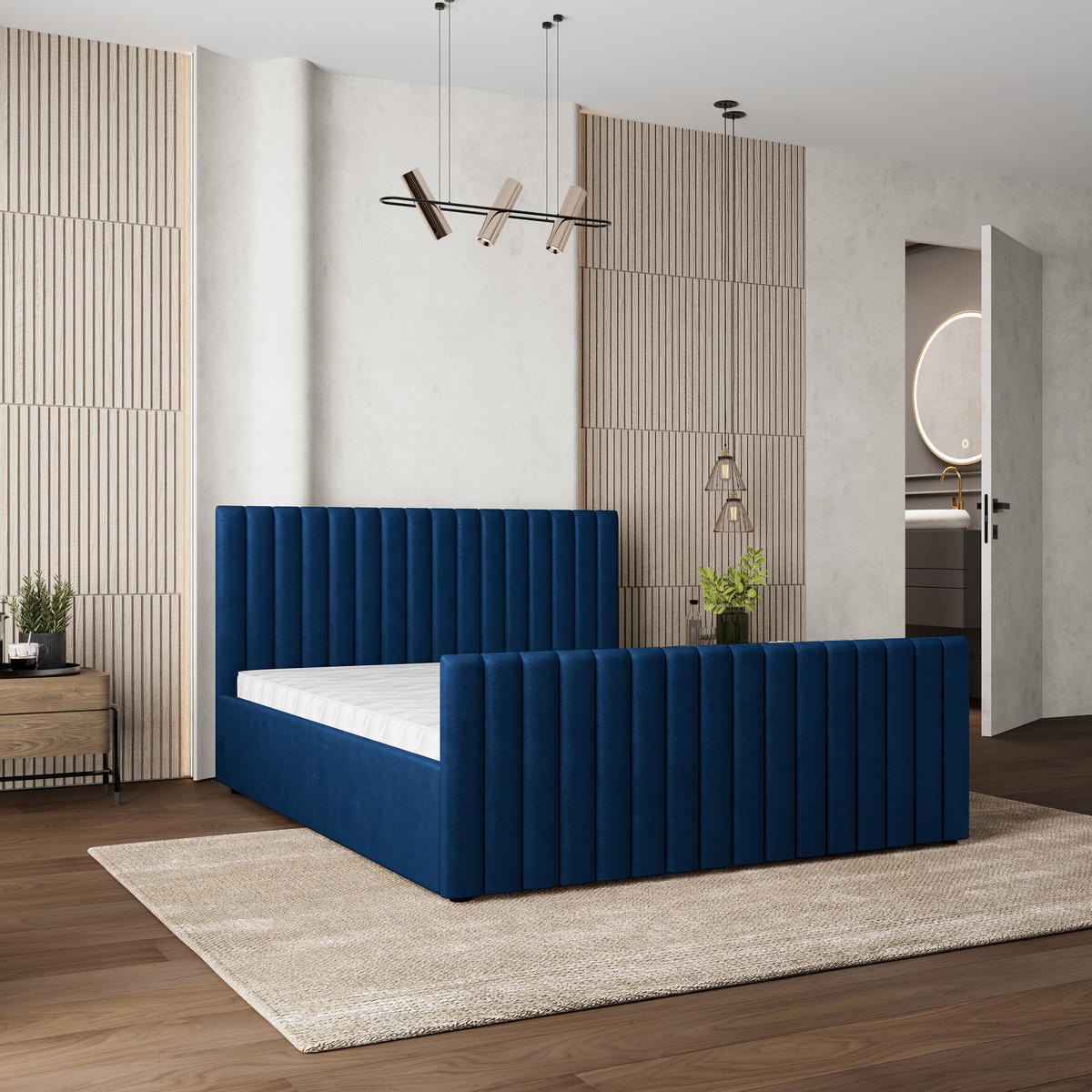 POLSTERBETT CANOVA 180x200 cm mit Bettkästen - Blau - Blau, Holz (180/200cm) - MASSENO