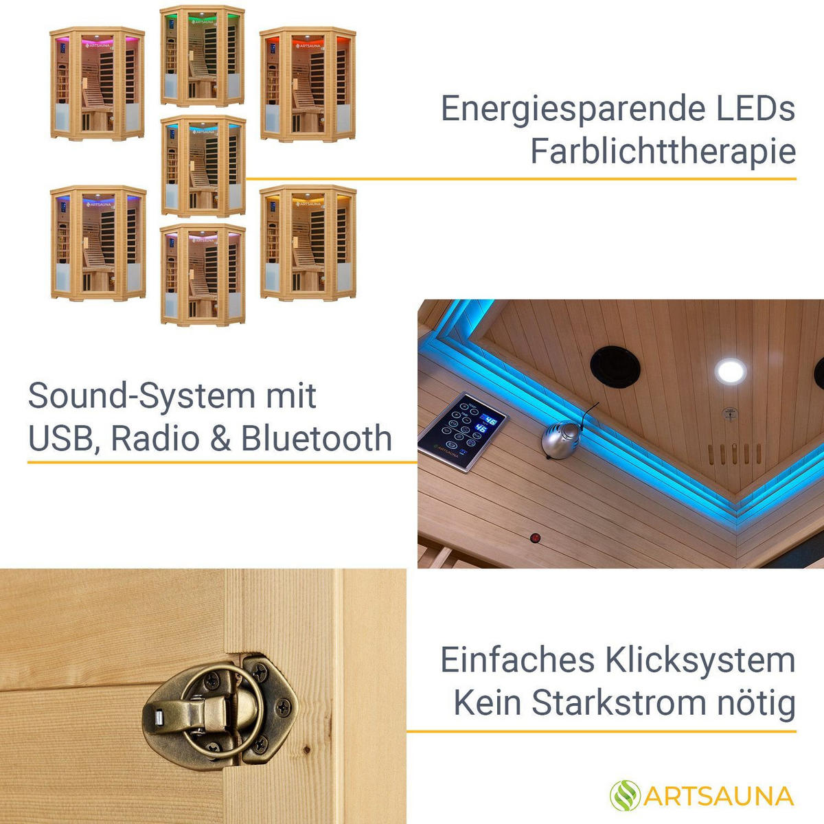 INFRAROTKABINE Aalborg mit Dual Technologie & Hemlockholz - Naturfarben, Holz (120/190/120cm) - Artsauna
