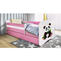 KINDERBETT Pandabär 80x160 cm mit Schublade, Rausfallschutz & Lattenrost, Rosa - Rosa, Holzwerkstoff (80/160cm) - RAUMHIRSCH FURNITURE