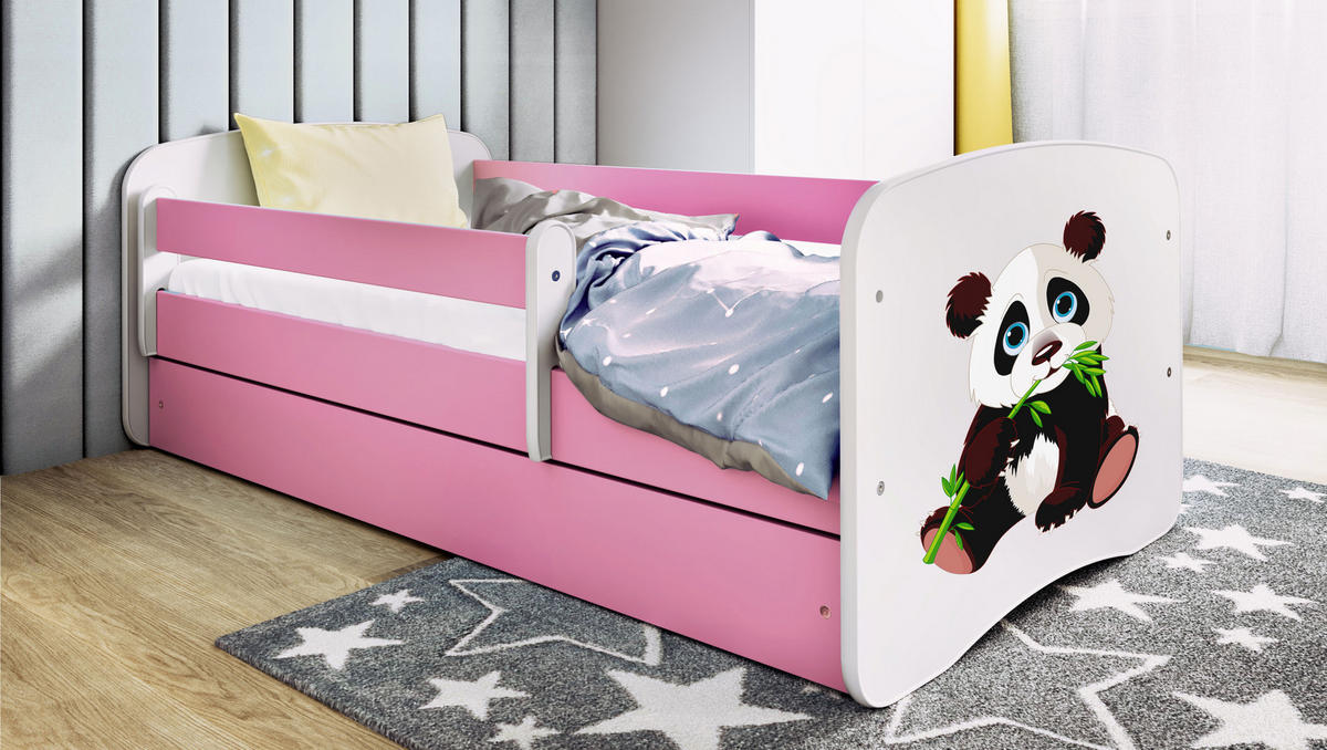 KINDERBETT Panda 2 mit Schublade und Matratze 180/80 - Rosa, Holzwerkstoff (80/180cm) - RAUMHIRSCH FURNITURE