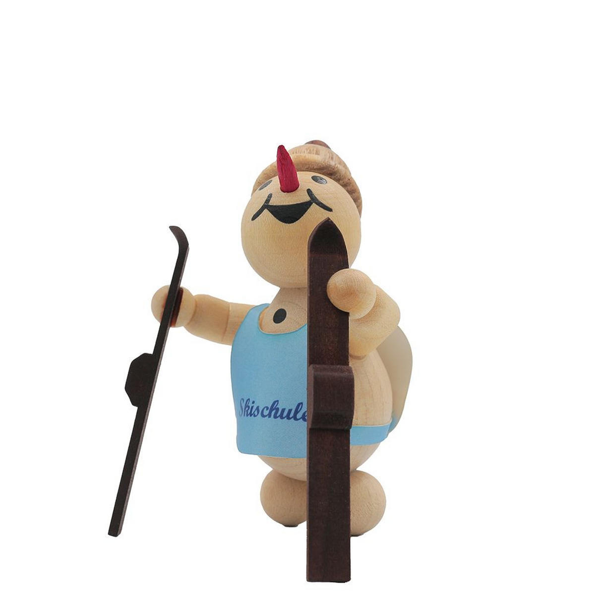 HOLZFIGUR Schneemann Junior Skianfänger Guck in die Luft 9 cm - Multicolor, Holz (8/9/0.1cm)