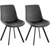 STUHL 2er Set Samt dunkelgrau - Dunkelgrau/Schwarz, Textil/Metall (53/89/59cm) - CLP