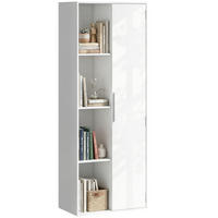 BÜCHERREGAL DE-09903 4-stöckig mit Schrank und Türen Weiß - Weiß, Holzwerkstoff (35/160/60cm) - ComfortXL