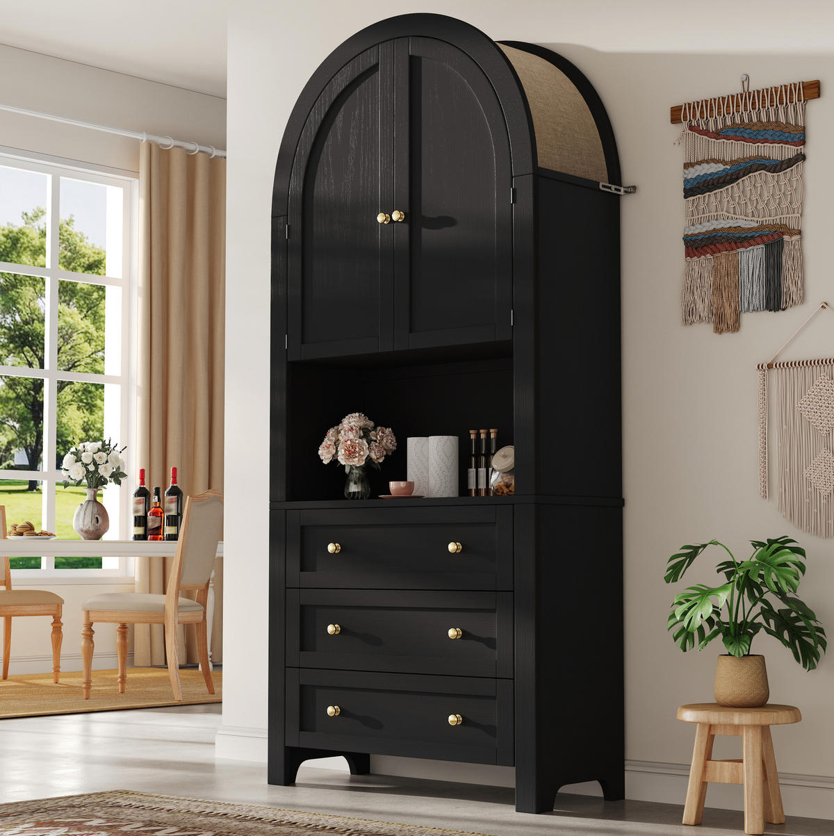 BUFFET 70/180/35 cm Schwarz aus MDF mit 3 Schubladen - Schwarz, Holzwerkstoff (35/180/70cm) - OKMYHOME