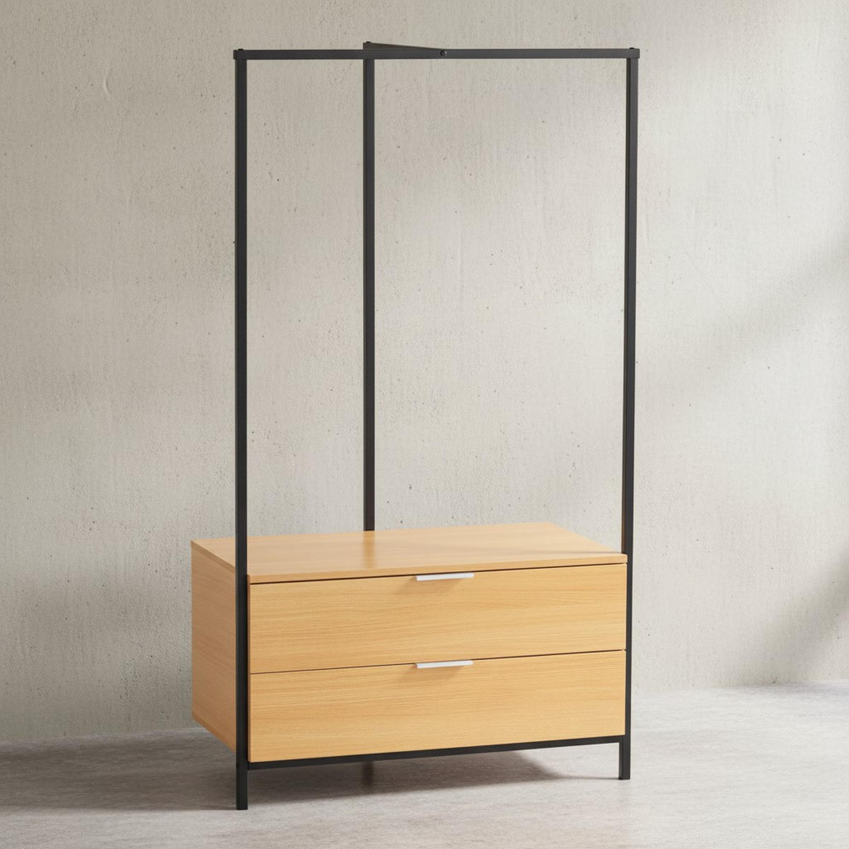 GARDEROBE Eiche-Dekor 152x85x44cm mit Schubladen - Schwarz/Braun, Holzwerkstoff (85/152/44cm) - KADIMA DESIGN