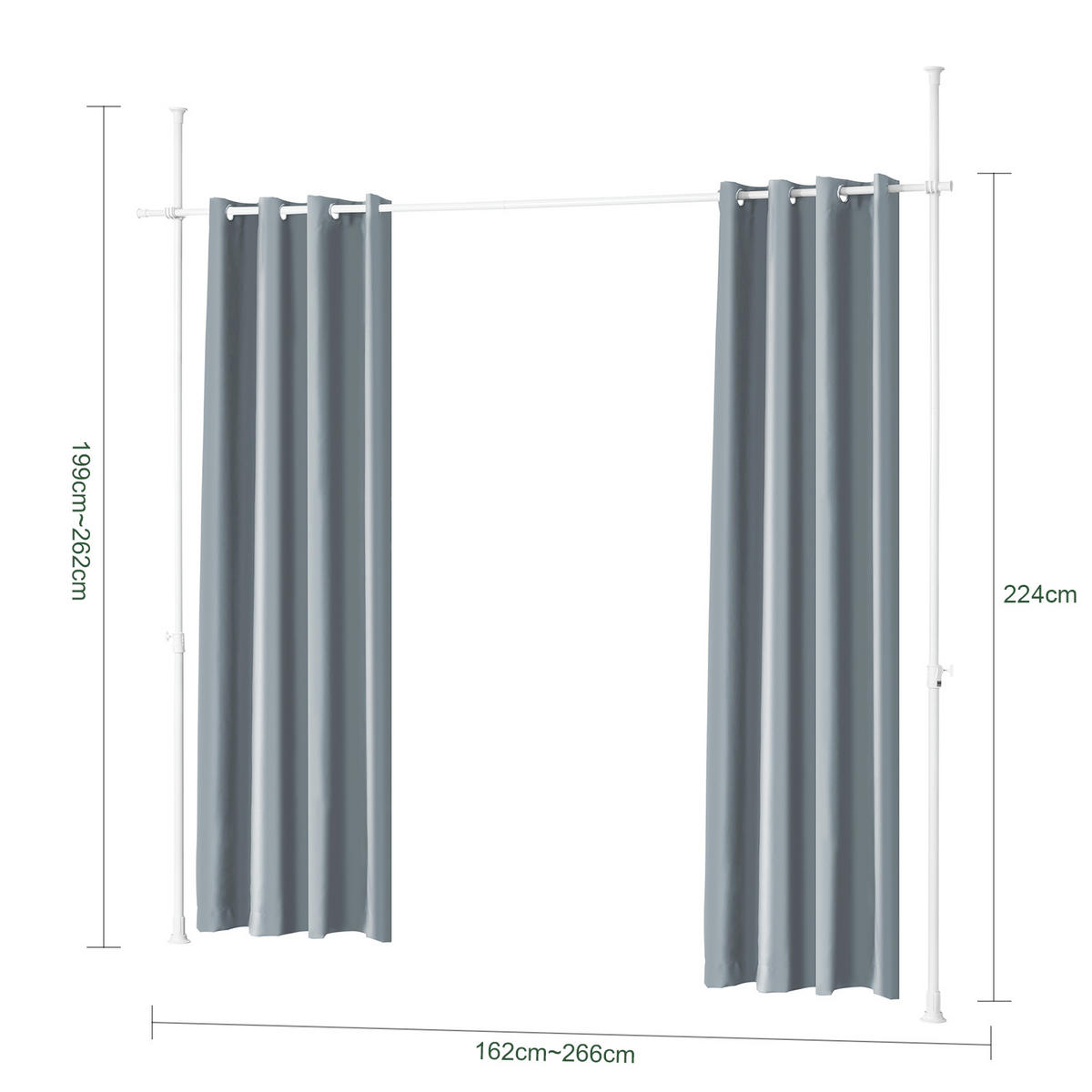TELESKOPVORHANG Dunkelgrau - Dunkelgrau, Kunststoff/Metall (266/262/2cm) - SoBuy