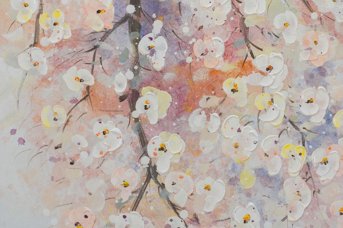 ACRYLBILD HANDGEMALT 60/120 cm - Pink/Weiß, Holz/Textil (60/120cm) - KUNSTLOFT