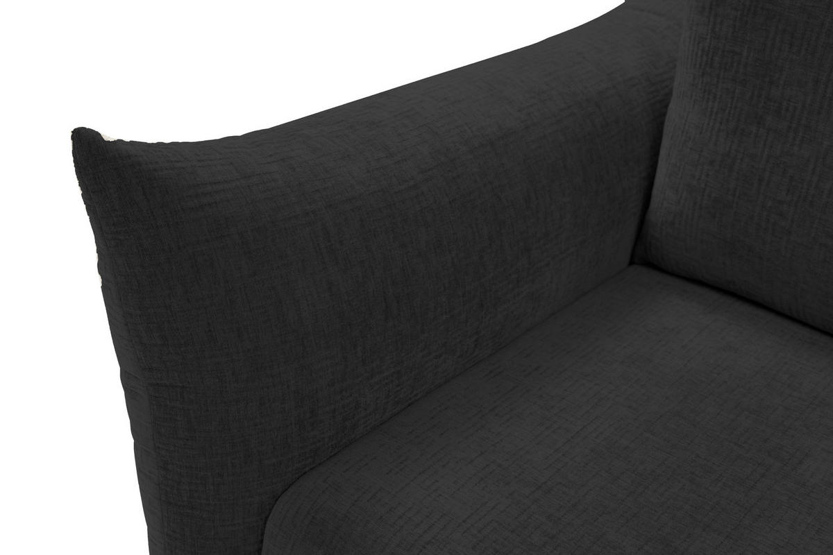 SOFA ADEL - Schlaffunktion Und Bettkasten, Wellenfederung, PUR-Schaum, Schwarze Metallfüße lose Rückenkissen, freistehend, 240x108x75 cm Dark grey - Dunkelgrau, Holz/Textil (240/75/108cm) - DomoHome