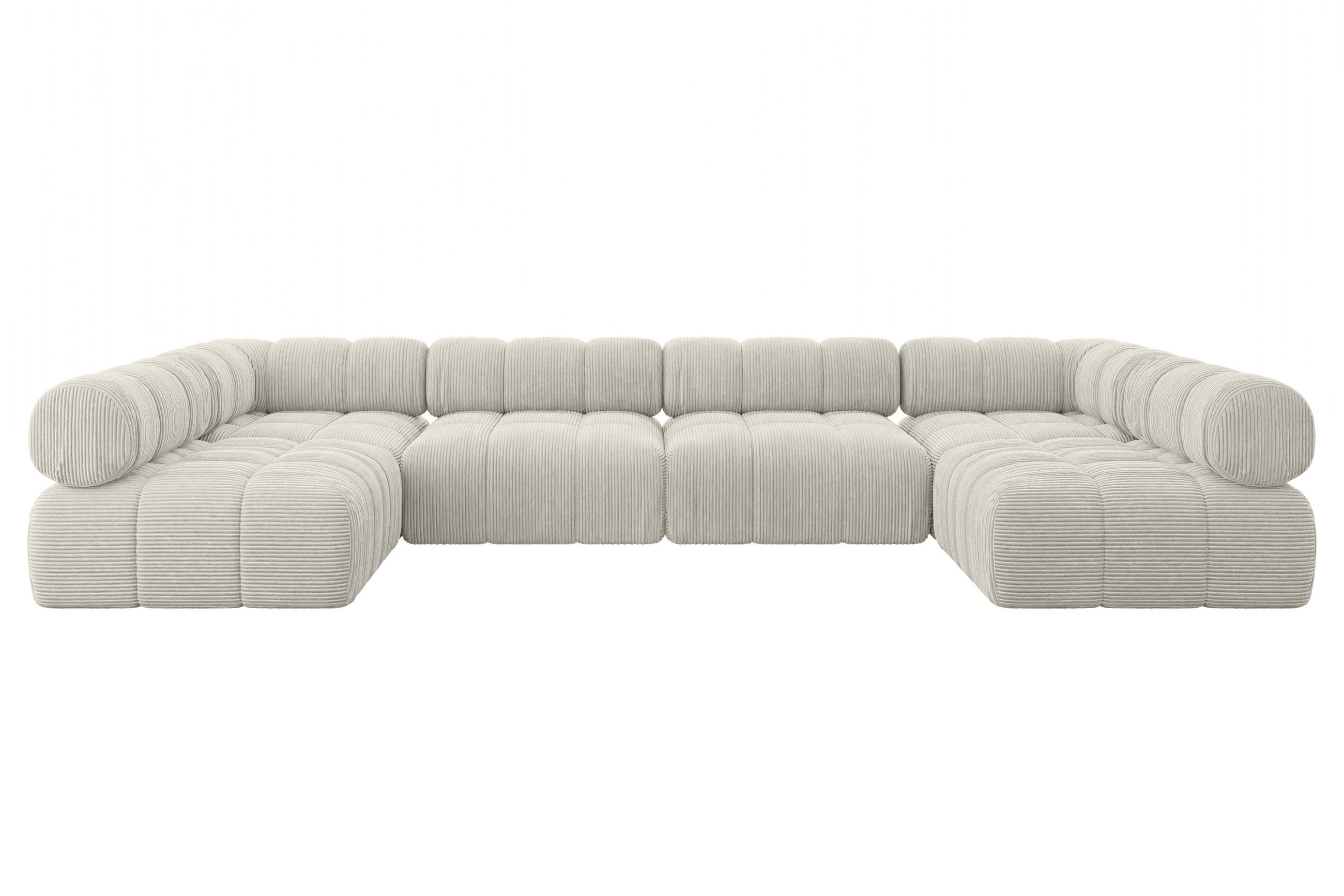 WOHNLANDSCHAFT modulares Sofa Garvo-U2 - 380x190x70 cm Hellgrau Cord - Hellgrau, Holzwerkstoff/Textil (380/70/190cm) - ALTDECOR