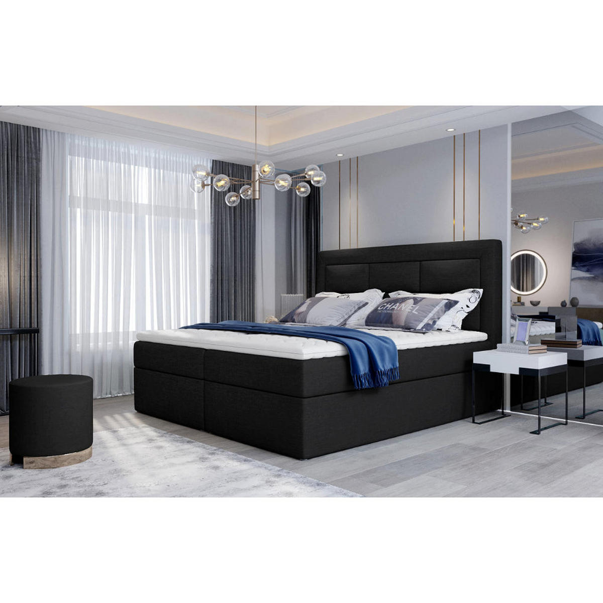 BOXBETT Vivre Bonellfederkern - Schwarz Hochglanz, Holz/Holzwerkstoff (180/200cm) - Best For Home