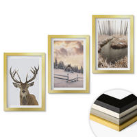 WANDBILDER 3er Set - 20x30 cm Goldrahmen - Hirschhütte in Winterlandschaft - Goldfarben, Kunststoff (20/30cm) - ArtPrintCave