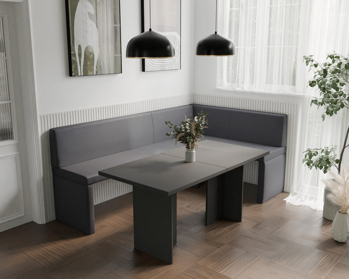 ECKBANK rechts OWEN Kunstleder, 128/168 cm Dunkelgrau - Dunkelgrau, Holz/Kunststoff (128/168cm) - Idohome