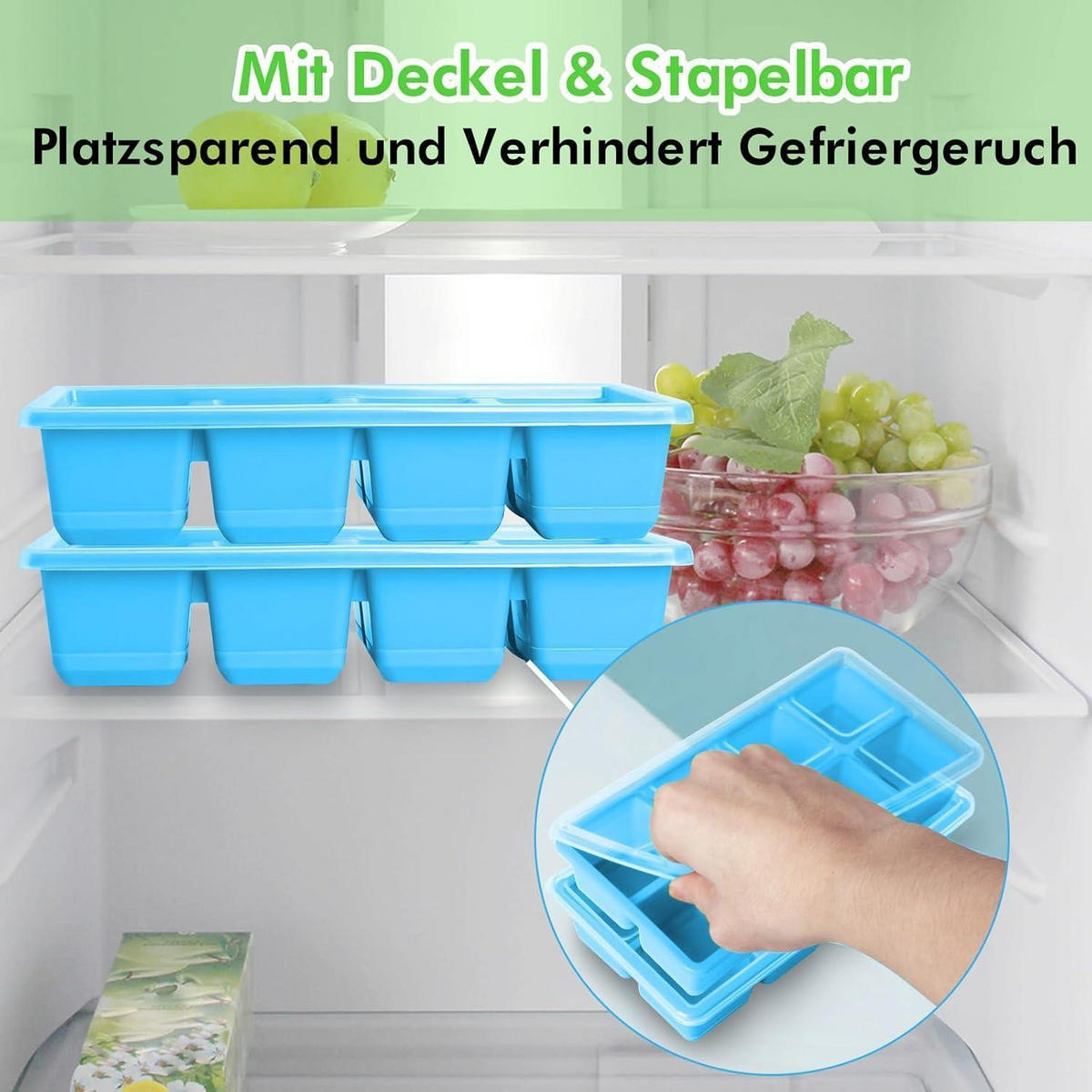 EISWÜRFELFORM 2-teiliges Set Rosa, stapelbar - Rosa, Kunststoff (12/5/21cm)
