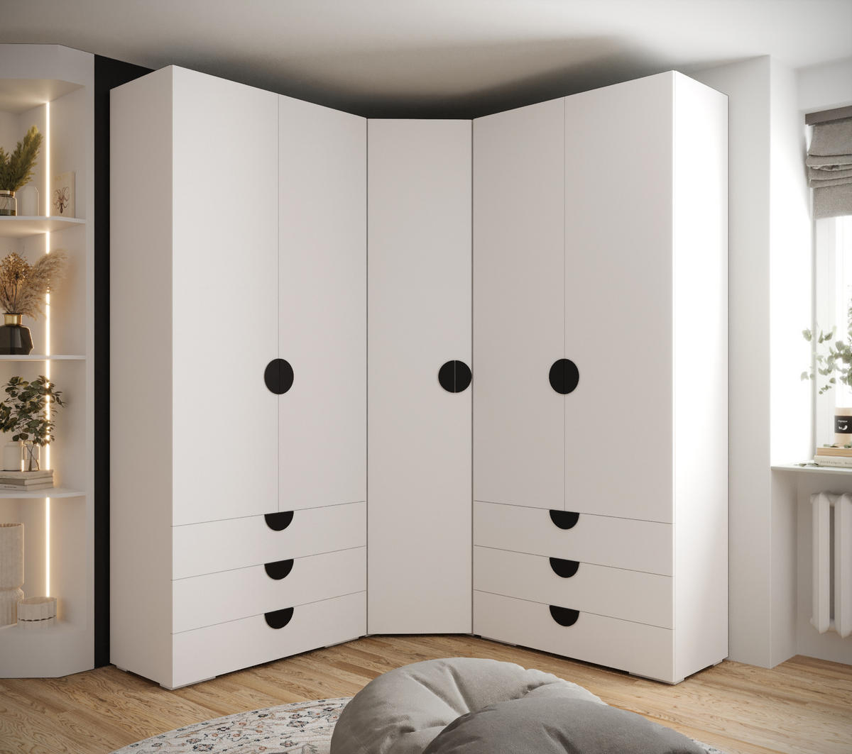 GARDEROBEN-SET 236,7/181,7/47 - Schwarz/Weiß, Holz/Kunststoff (181.7/236.7/47cm) - Abiks Möbel