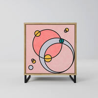 SIDEBOARD GOSSAMER ECHOES, Eichefarben, 57,5x42x67,5 cm, Schwarze Metall-Rahmenfüße - Eichefarben/Multicolor, Holzwerkstoff/Metall (57.5/67.5/42cm) - SpaceRebels