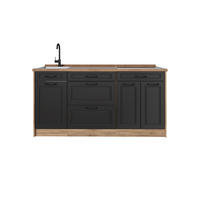 KÜCHENBLOCK R-Line, Anthrazit Landhaus/Goldkraft Eiche, 160 cm Arbeitsplatte Goldkraft Eiche - Eichefarben/Anthrazit, Holzwerkstoff (160/81.6/60cm) - Vicco