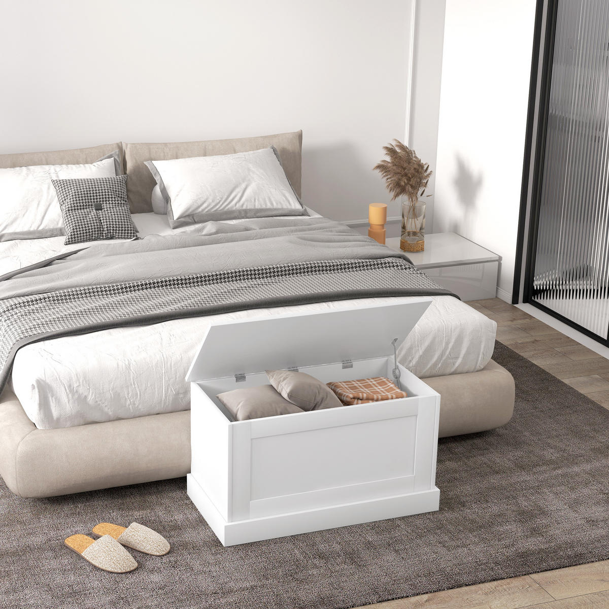KISSENBOX DE-12524 80/40/45 cm Weiß - Weiß, Holzwerkstoff (40/45/80cm) - ComfortXL