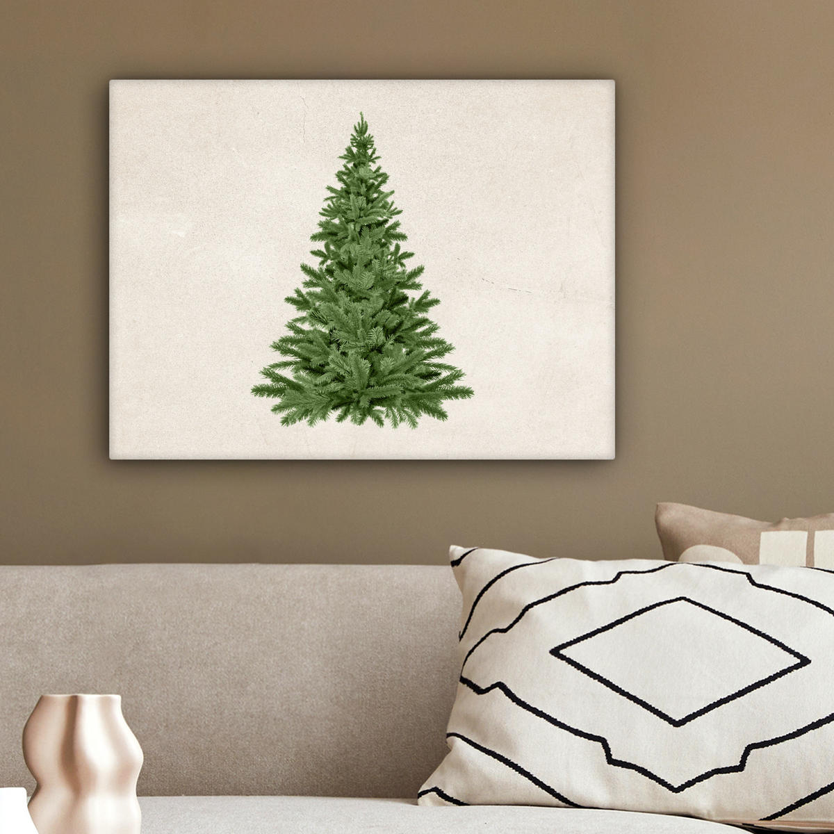 LEINWANDBILD Weihnachtsbaum - Grün - Weihnachten - Feiertage 40x30 cm - Olivgrün, Textil (40/30cm) - MuchoWow