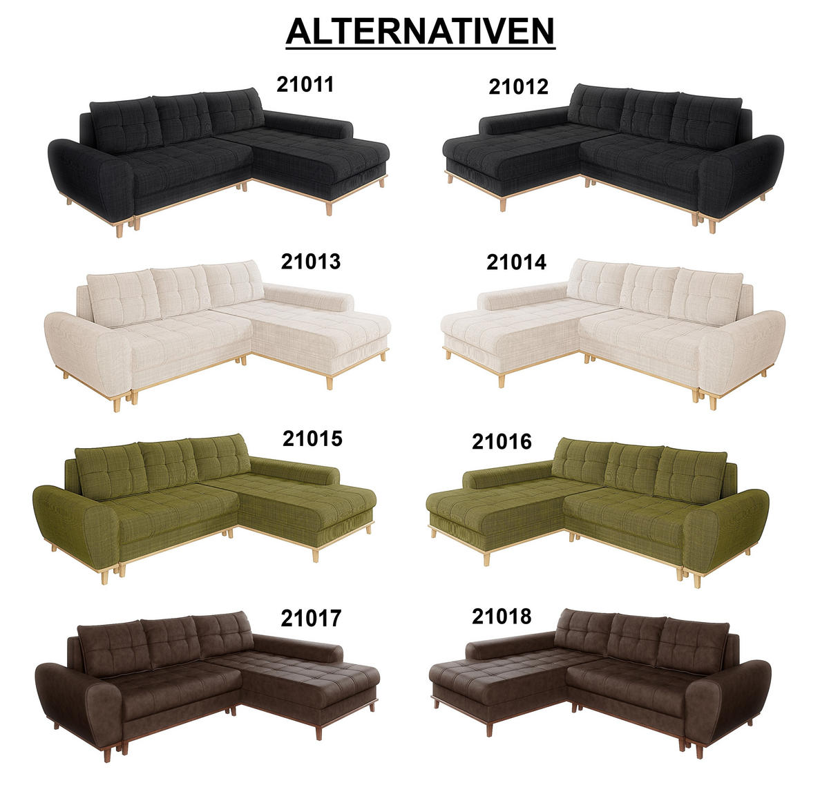 ECKSOFA im Scandi-Stil, Schlaffunktion, Bettkasten B268/T175/H86 cm, Ottomane rechts, Liegefl. 128x209 cm, Bouclé Chenille Stoff in Beige / 21013 - Eichefarben/Beige, Holz/Textil (268/175cm) - luma-home