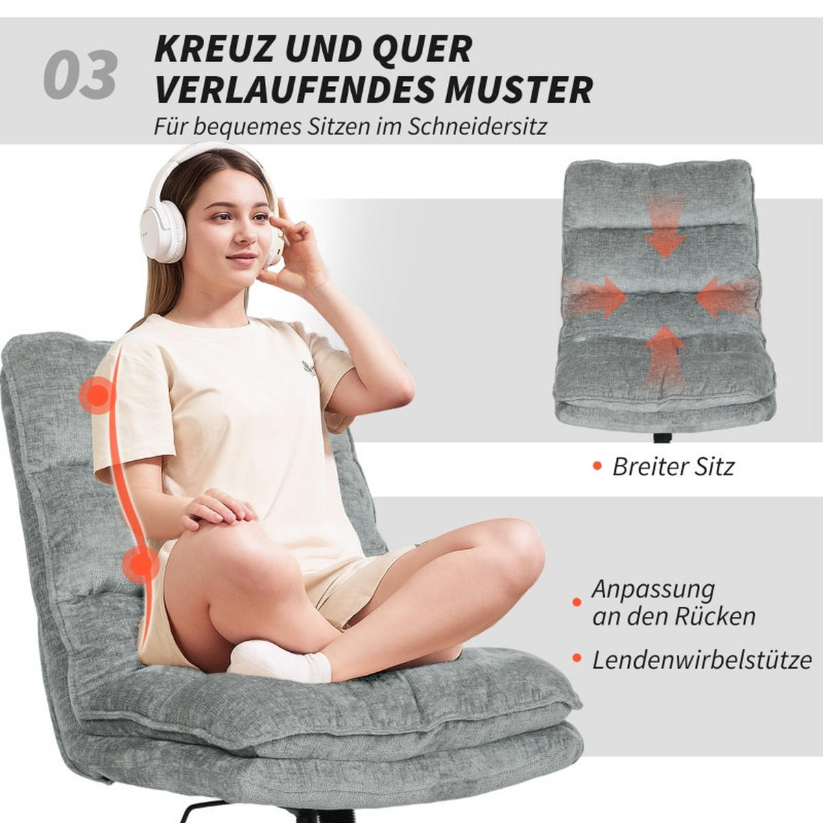 DREHSTÜHLE Stoff Armlehnenlos höhenverstellbar Grau - Grau, Metall (63.5/102/81cm) - SHOPENTRA