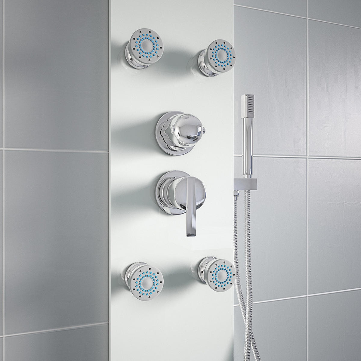 DUSCHPANEEL DIVE - Weiß - Weiß, Metall (25/150/9cm) - Home Deluxe