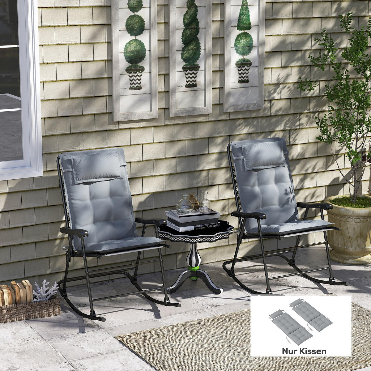 AUFLAGE 2er Set - Hellgrau, Kunststoff (50/5/116cm) - Outsunny