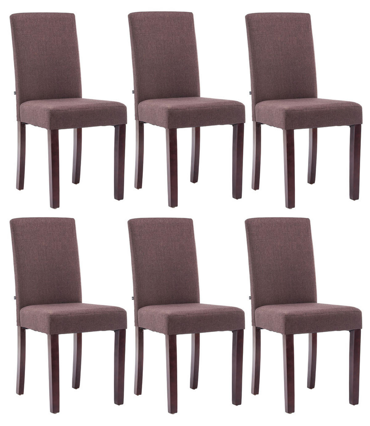 STUHL 6er Set Stoff braun - Braun/Cappuccino, Holz/Textil (41/91/47cm) - CLP